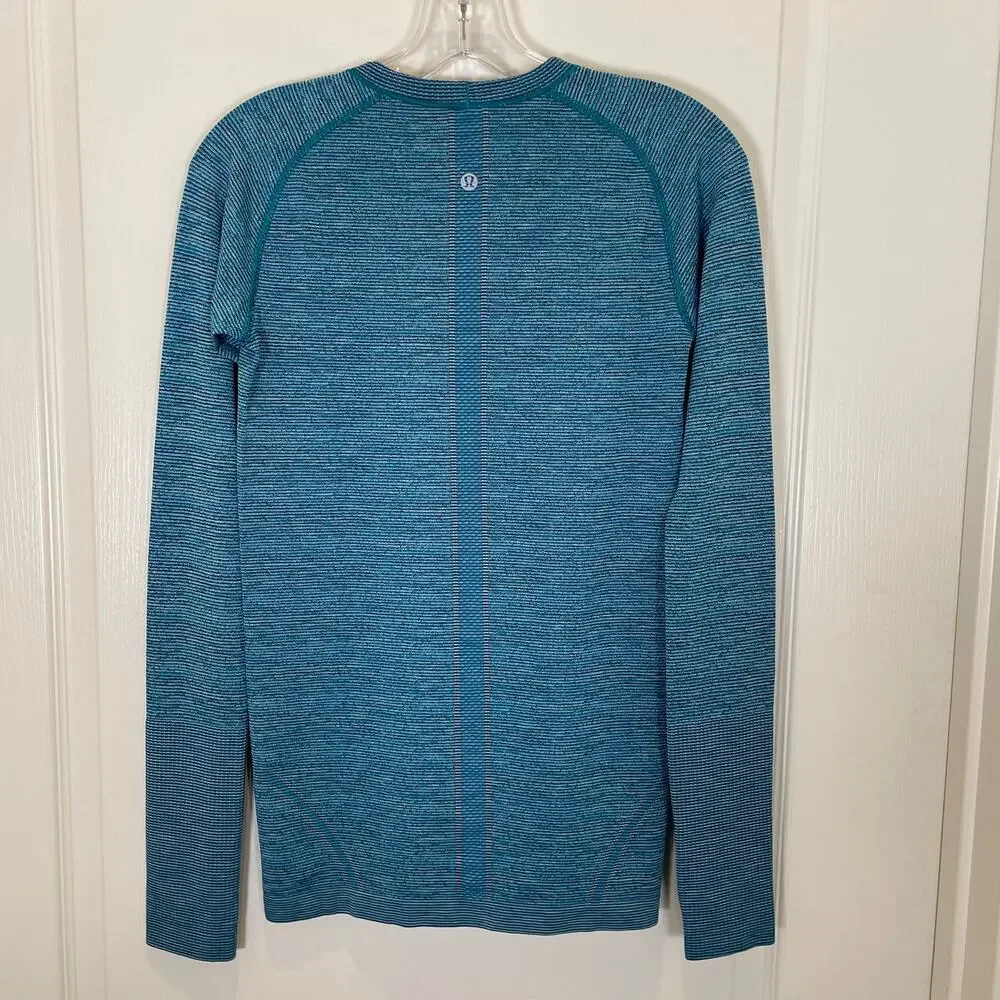 Lululemon Run Swiftly Tech Long Sleeve Crew Top in Indian Ocean Blue Black‎ 6
